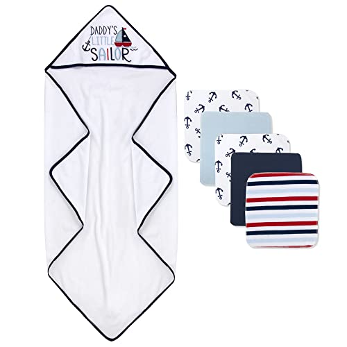 Baby Hooded Towel And Washcloth Set For Infants, Boys And Girls 6-12 Months (Daddy's Sailor) #TOP3