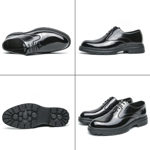 Men's Leather Dress Platform Oxford Shoes Classic Round Toe Lace Up Comfort Non Slip Casual Derby Shoes for Business Office Wedding3
