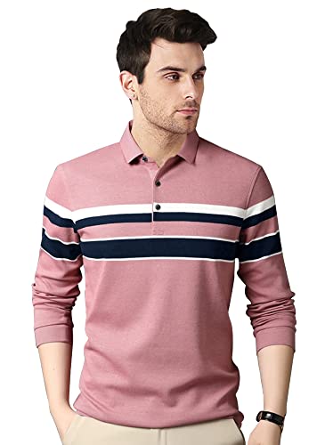 Image of EYEBOGLER Men Regular Fit T-Shirt (M-T414-As17Pbmdnwh Peach Blossom Melange Dark Navy White M)