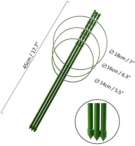 5 Pack Plant Support Tomato Cages for Garden Plants Support 18 inches Small Tomato Cages Tomato Trellis with Adjustable Rings Plant Stakes for Peony Supports Tomato Stakes Rings for Climbing Plants - Thumbnail 2