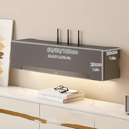 Caja de almacenamiento para enrutador, organizador de pared de madera, estante decorativo para televisor, cubierta que ahorra espacio y solución de almacenamiento de pared para sala de estar