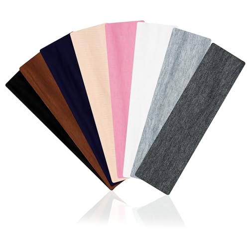 Vylxuxa Headbands for Women Non Slip Elastic - 8 Pack Soft Cloth Athletic Headband, Fabric Workout Headbands Stretchy, Fashion Head Bands for Yoga Running Sports