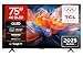 TCL 75T8C-UK 75" 4K 144Hz Gaming QLED Onkyo 2.1 Dolby Atmos Google TV with Dolby Vision & HDR 10+ BBC iPlayer (2025 New Model)