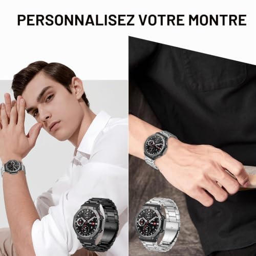 ZoRoll Bracelet Compatible avec Amazfit T-Rex 3, Réglable Remplacement Bande, Acier Inoxydable Métal Bracelet Hommes et Femmes Compatible avec Amazfit T-Rex 3 - Argent – vue 7