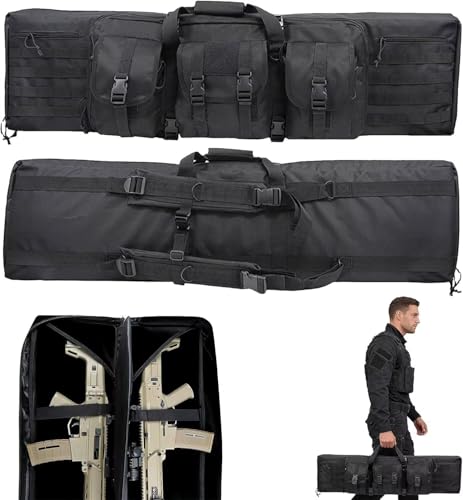 Genérico Estuche de Rifle Doble Largo, Mochila de Rifle Suave, Bolsa de Pistola para Tiro de Caza, Bolsa de Rifle Táctico, Estuche de Transporte de Armas de Fuego con Almacenamiento de Pistola