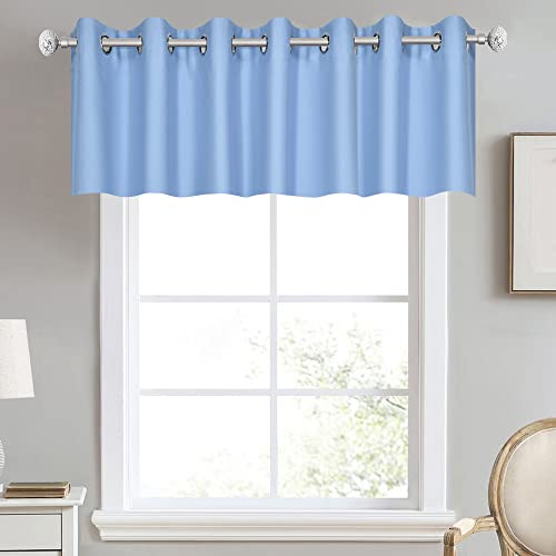 DECOVSUN Sky Blue Valances for Windows 100X18 Inches Blackout Thermal Insulated Valance with Grommet Top for Kitchen Living Room Short Straight Drape Valance for Bedroom Kids Room 1 Panel