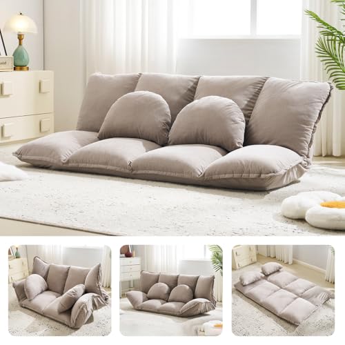 Kennkari �\�t�@�[�x�b�h 6�i�K���N���C�j���O 2�l�|�� �t���A�\�t�@ �R���p�N�g ���[�\�t�@ �����p ���[�^�C�v 2�l�|�� ���֎q �N�b�V�����t�� 1�l��炵 ������� 3WAY ��160cm (�O���[)