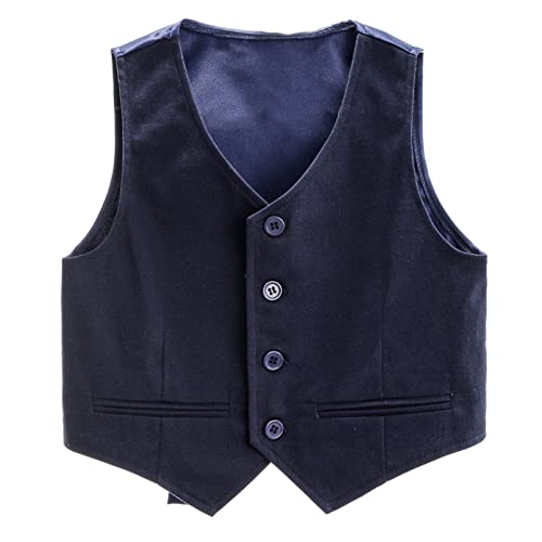Vest for Boys 4 Button Formal Suit Vest Single Breasted Solid Dress Waistcoat Wedding Outfit3