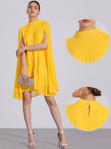 Image of Allegra K Women Chiffon Pleated Flowy Cloak Sleeve Cape Knee Length Dress