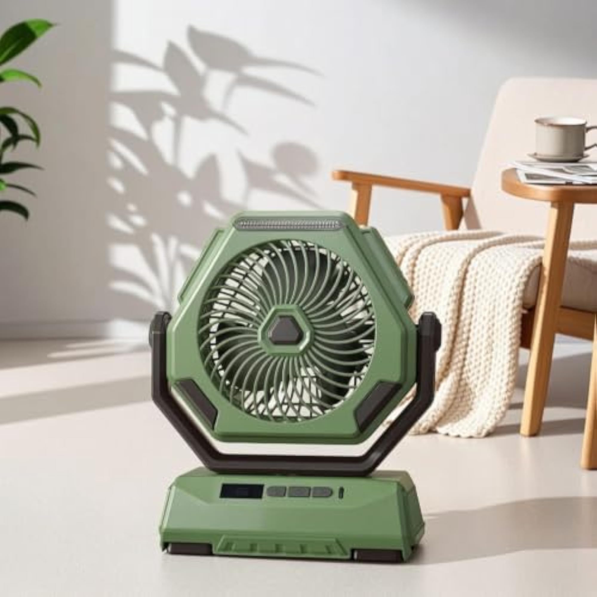 Compact Rechargeable Fan with Power Bank, Digital Display