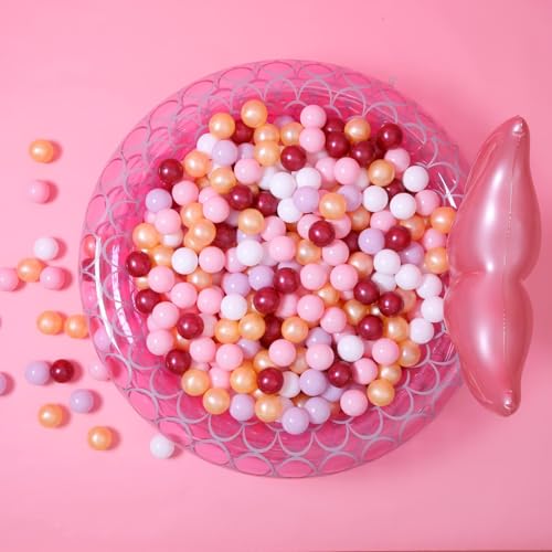 Image of GOGOSO Ball Pit Balls for Toddler, Baby Plastic Playballs Kids Soft Pastel Pelotas Non-Toxic BPA-Free,Pink+Gold+White+red+Purple,100 Balls