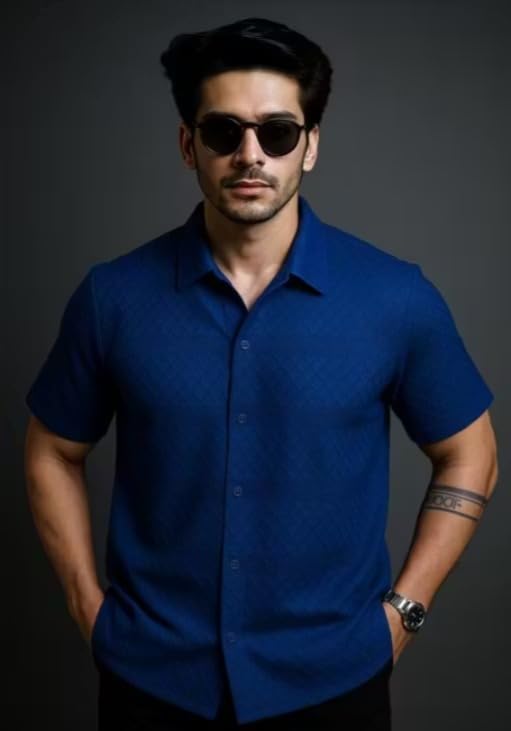 Image of Men Solid Casual Collared Shirt Breathable Comfortable Regular Fit Modern Stylish Everyday Fashion Outfit
