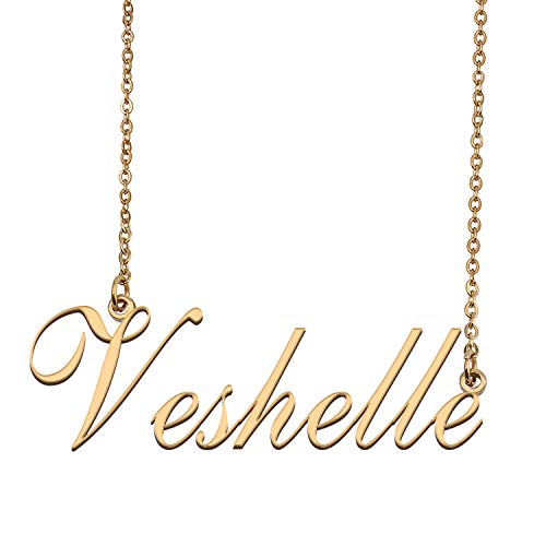 HUAN XUN Custom Personalized Name Necklace in Golden Silver for Women Veshelle