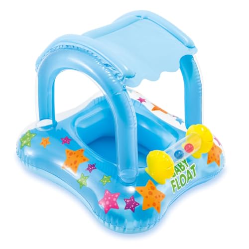 Boia Infantil Piscina Bebê Bote Inflável com Cobertura Proteção Solar para Menina e Menino... Boia Infantil Piscina Bebê Bote Inflável com Cobertura Proteção Solar para Menina e Menino...