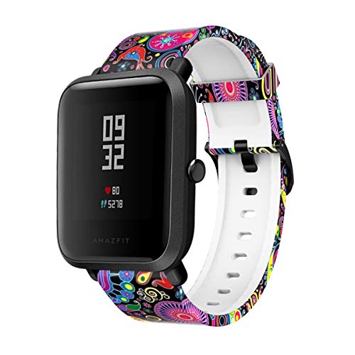 Pattern Bands Compatible With Amazfit Bip 3/Bip U Pro/Bip S Lite/Gts 3/Gts 2/Gts 2E/Gts 2Mini Watch Replacement 20Mm Pattern Band Silicone Bracelet Sport Strap Wristbands For Gtr 42Mm (Rattan, Starry Sky, Peacock) #TOP6