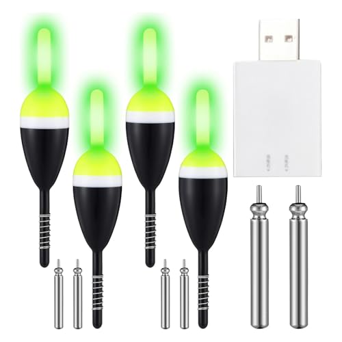 Bobbers de pesca luminosos que solucionan la falta de visibilidad nocturna, 4 boyas recargables.