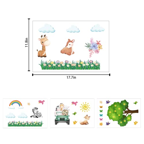 Tree Animal Wall Stickers,Forest Animal Wall Decal Baby Room Decor,Nursery Wall Decor Rainbow Wall Stickers Peel And Stick,Elephant Bear Wall Sticker Kids Room Bedroom Classroom Playroom Décor #TOP1