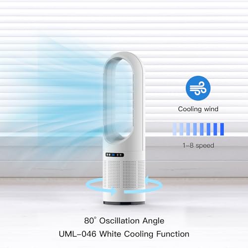 Tower Fan, 31.5Inch Cooling Bladeless Fan with HEPA Filter 99.97%, 2 IN 1 Floor Fan Combo 80° Oscillating with Remote, 8H Timer, 8 Speeds for Indoor, Bedroom, Home Office Room by Faryuan - Used condition - Image 3
