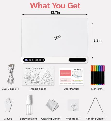 16" LED Drawing Board for Kids, Light Up Board, 7 Colors, 9 Levels Gift by GCSOMLE - Image 2