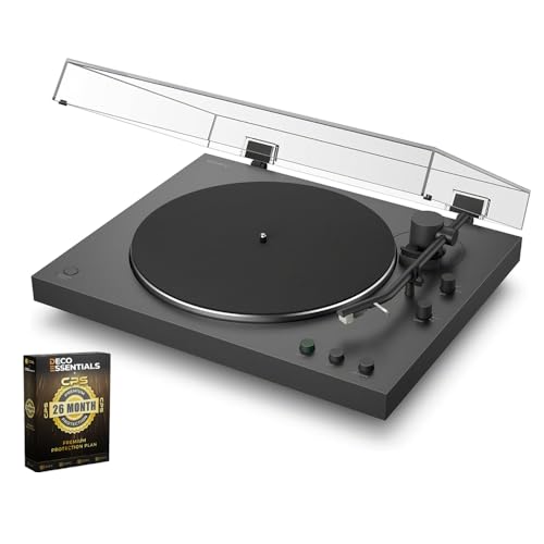 Sony PSLX3BT Full Auto Playback Turntable with Bluetooth Connectivity Black Bundle with Deco Essentials 2YR CPS Enhanced Protection Pack