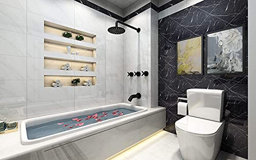 Sumerain SE3231DI 3 Handle Tub Shower Faucet,Matte Black Bathtub Faucet Set With Waterfall Tub Spout,Tub And Shower Trim Kit With Valve,Sumerain thumb #1