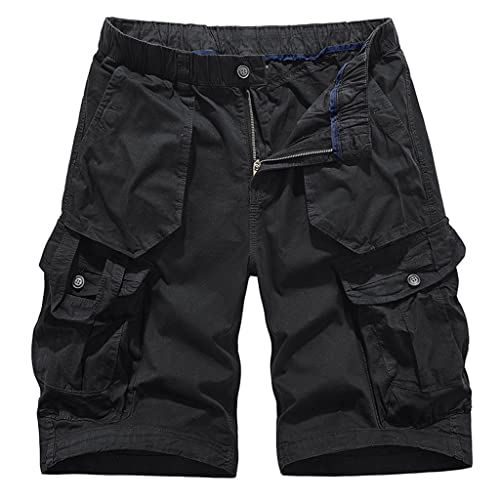 Short cargo homme multipoche noir pantalon court sport décontracté et coupe ample loose