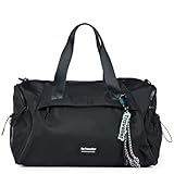 PACOMARTINEZ Bolsa de Viaje Ligera, Equipaje de Mano con Múltiples Compartimentos y Bolsillos, Correa para Fijación a Maleta Trolley, Color Negro