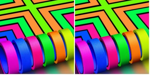 Image of Whaline 6 Colors Neon Gaffer Cloth Tape Fluorescent Rainbow Color UV Blacklight Tape Neon Duct ReflectiveTape for UV Party Theatres Staged Dark Areas(1 inch x 34.8 feet) (Pack of 2)