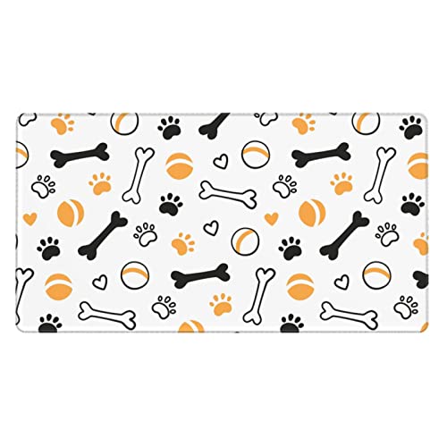 DADABULIU マウスパッド 大型 ゲーミング 犬 足跡 かわいい 骨 ボール マウスマット デスクマット 特大 おおきい キーボードパッド ゴム底 光学式 マウス対応 滑り止め 耐久性 良い おしゃれ かわいい 防水 サイバーカフェ オフィス最適 適