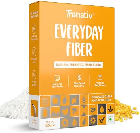 Trunativ Everyday Fiber Supplement Powder | Instant Acidity Relief & Bloating Relief | Prebiotic Fibre Supplement | Psyllium Husk Replacer & Isabgol Replacer | Gluten Free | Unflavored 100g (Pack of 1)