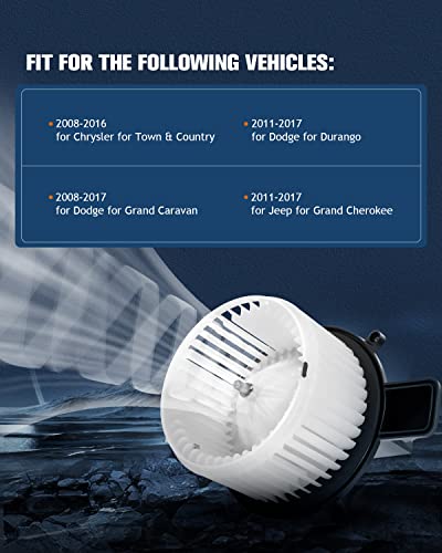Eccpp Hvac Plastic Heater Blower Motor For Dodge For Jeep W/Fan Cage Fit For 2008-2016 Chrysler Town Country /2011-2017 Dodge Durango /2008-2017 Dodge Grand Caravan /2011-2017 Jeep Grand Cherokee #TOP1