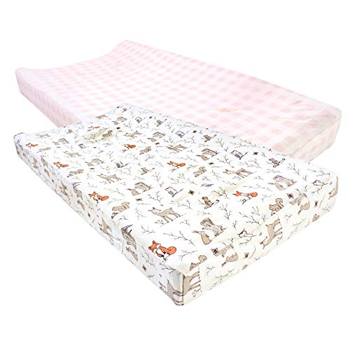 Image of Hudson Baby Unisex Baby Cotton Changing Pad Cover, Enchanted Forest, One Size