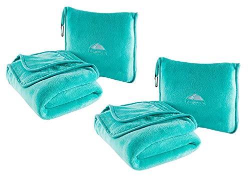 BlueHills Travel Pillow Blanket Compact Large Green 0E-4VNR-A22M