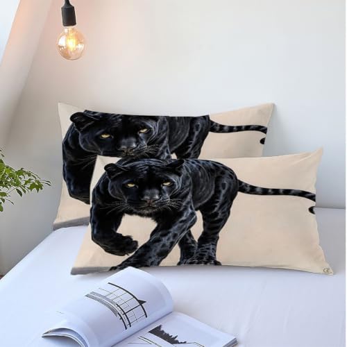 Linge de lit de haute qualité léopard 3D 140x200 cm noir avec fermeture cachée