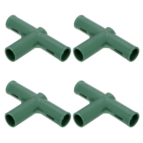 M METERXITY 4 Pièces Connecteurs de Construction de Cadre de Serre de 19mm, Raccord de Tuyau Plat 3 Voies pour Treillis de Raisin/Abris de Protection Solaire, Accessoires de Serre [Vert]