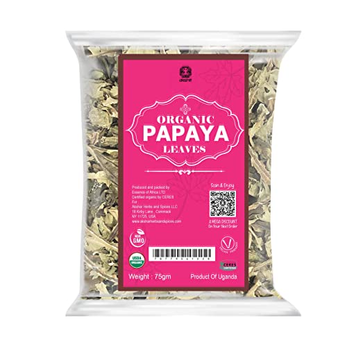Akshit Organic Papaya Leaves, Hojas De Papaya, 2.6Oz, (Paw Paw Leaves), Dried From Fresh Green Papaya Leaf, Herbal Tea, Non Gmo, Caffeine Free,Sugar Free- Rich In Vitamins. #TOP2