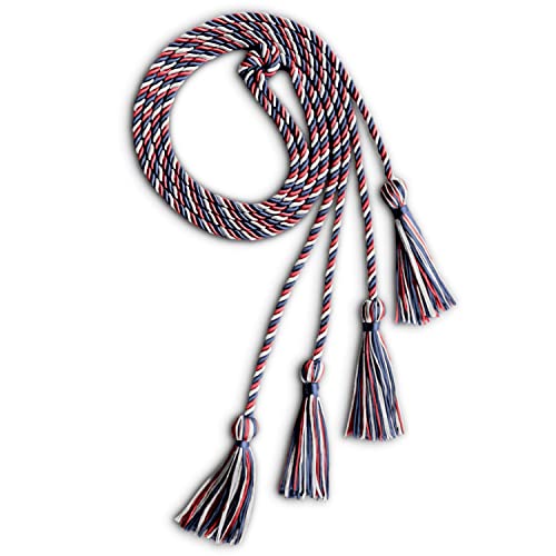 Image of Endea Graduation Double Honor Cord Three-Color (Navy Blue /Red /White)