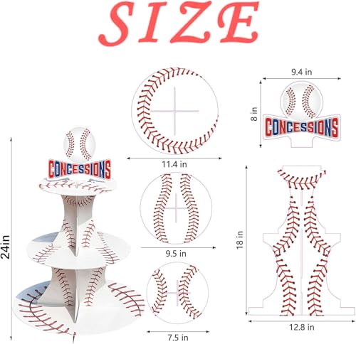Zliisang Baseball Cupcake Stand - 3 Tiered Dessert Cake Table Display - Birthday Party Decorations - Rookie Year 1st Birthday Decorations by Zliisang - Used condition - Image 2