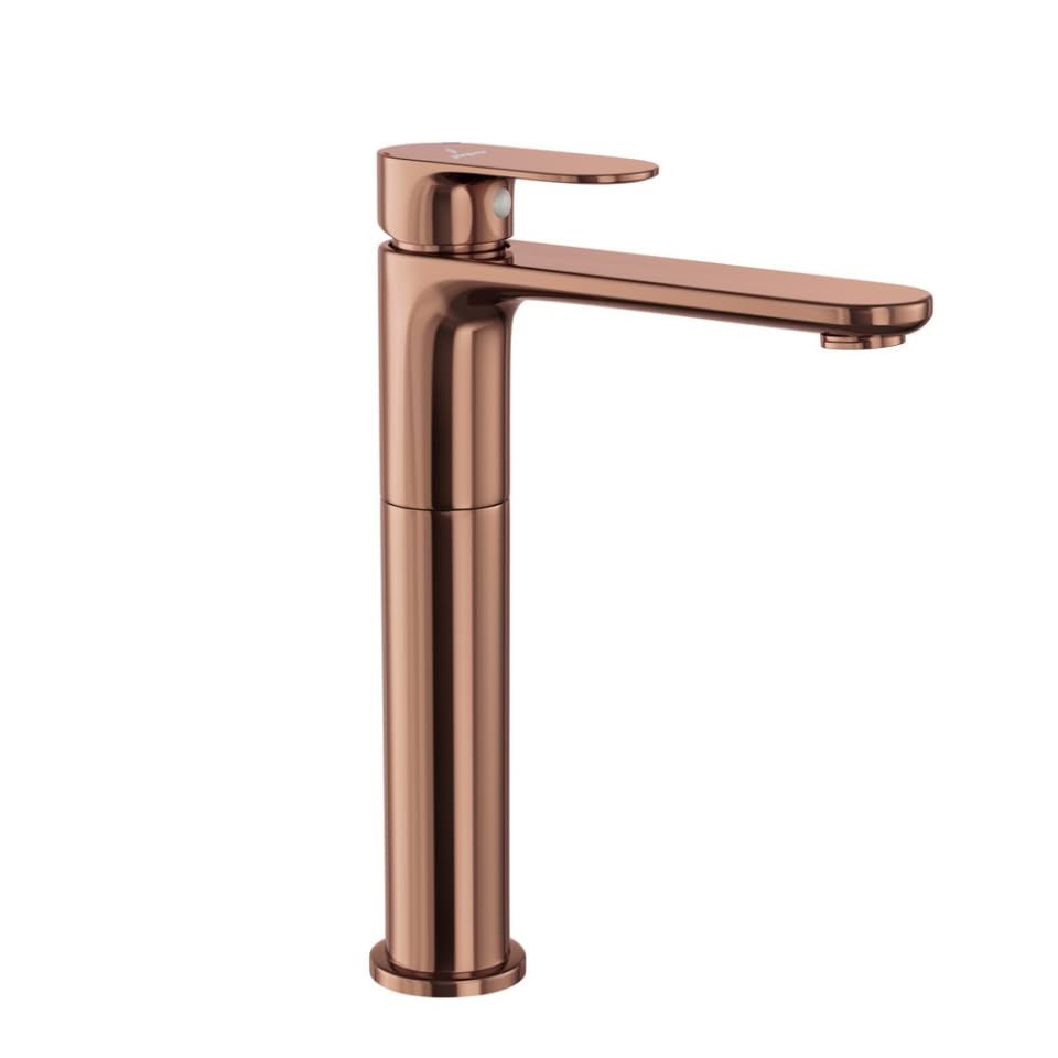 Image of Jaquar Opal Prime Single Lever Tall Boy Basin Mixer with 150mm Extension & Fixed Spout | 600mm Braided Hoses | Blush Gold PVD Finish