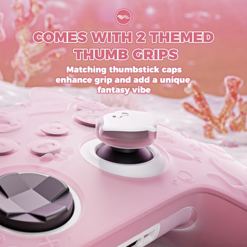 PlayVital Funda de Silicona para Xbox Series S/X Mando, Carcasa Protectora Antideslizante Semi-Transparente, Protección Completa, Incluye Thumb Grips y Sticker - Cute Ocean Whisper (Rosa Durazno) - imagen 8