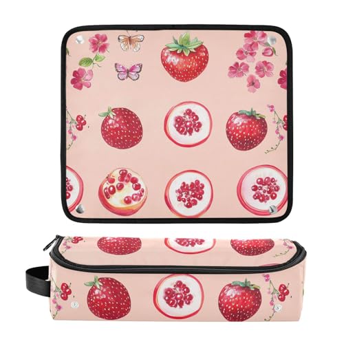 Bolsa de viaje para herramientas de cabello para mujeres con tapete resistente al calor removible, estuche portátil para planchas para el cabello, herramientas de calor y accesorios de cuidado capilar, diseño frutal rojo-cassis melocotón miniatura 3