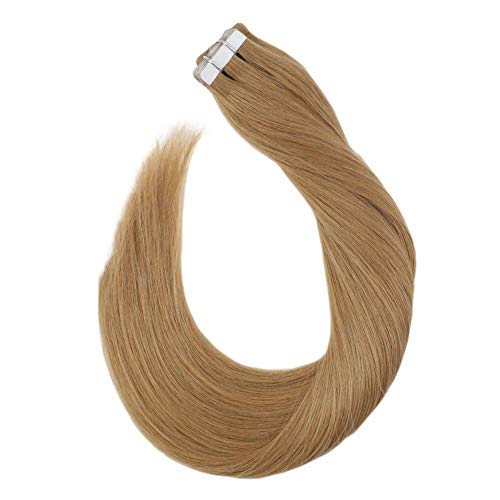 Tape Hair Extensions Human Hair 14 Inch Remy Tape in Hair Extensions Medium Blonde #21 Tape in Extensions Human Hair 20pcs Seamless Tape in Hair Extensions Real Hair 50g Tape on Hair Extensions