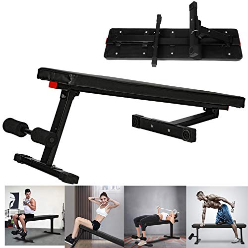 【3-7 Days Delivery】Flat Utility 600Lbs Foldable Capacity Weight Bench, 45'' Flat Bench Workout Utility Bench Capacity Sit Up Bench Weight Training and Abdominal Training Folding Bench Price Cut $8 (A)