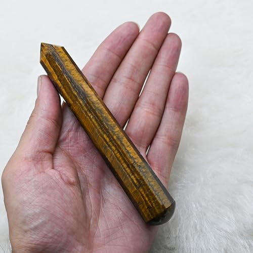 Image of Tiger Eye Crystal Wand - Pointed Crystal Wand for Energy Healing, Chakra Balancing, Meditation and Home Decor - Crystals and Healing Stones for Gift