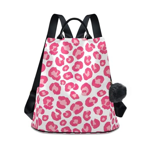Sac à dos antivol pour femme voyage sans stress imprimé léopard rose moderne
