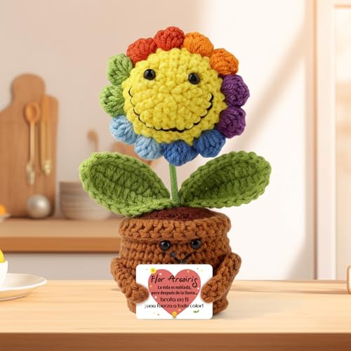 Miniatura 2 de Muñeca De Girasoles Positivo Con Un Mensaje Positivo En Español Regalos Girasol Y Divertido Para Mujer Con Amuletos De La Suerte Y Cofre Del Tesoro Idea Para Cumpleaños, Amiga, Niña Peluche Moti