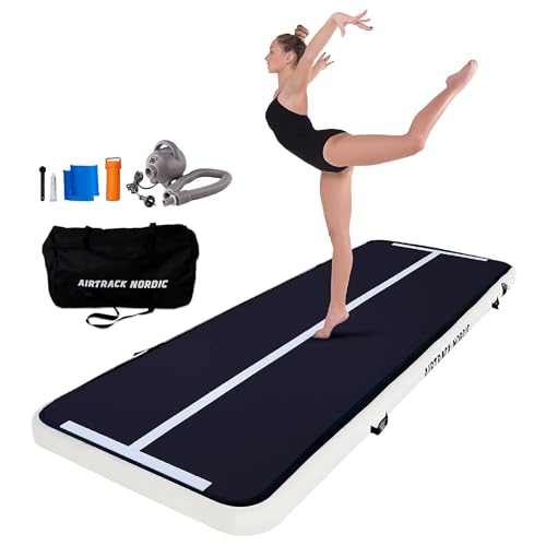 AIRTRACK NORDIC Home 3 m edición Especial Multicolor con Bomba de Aire, colchoneta Inflable, para Gimnasia, Yoga, Duradera y fácil de Transportar, colchoneta Deportiva Air Track (Negro)