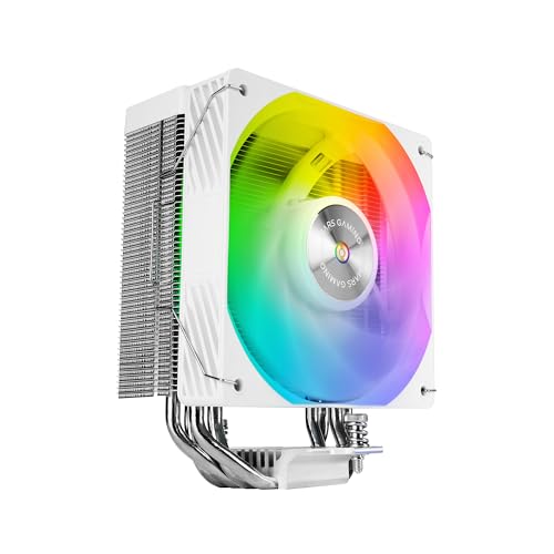 Mars Gaming MCPU-X4ARGB, Disipador CPU 220W TDP, 4x Heatpipes HCT Nueva Generación, Ventilador PWM SI Extreme-Silent ARGB 120mm, Núcleo de Cobre Hiperbalanceado, Compatibilidad Intel y AMD, Blanco