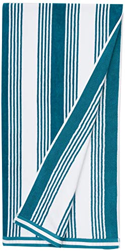 Preisvergleich Produktbild AmazonBasics - Hochwertige Strandtücher - 2-teiliges Set - dunkeltürkise Streifen
