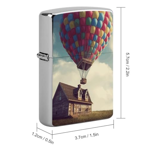 Housse de protection briquet case métal bleu gravure montgolfière
